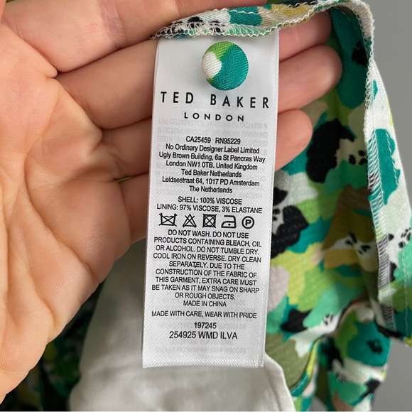 NWT Ted Baker IIva Full Skirted Mini Dress Bright Green Floral Size 3 US 8/10 - Picture 10 of 11